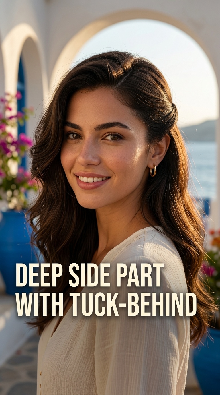 Deep Side Part with Tuck-Behind