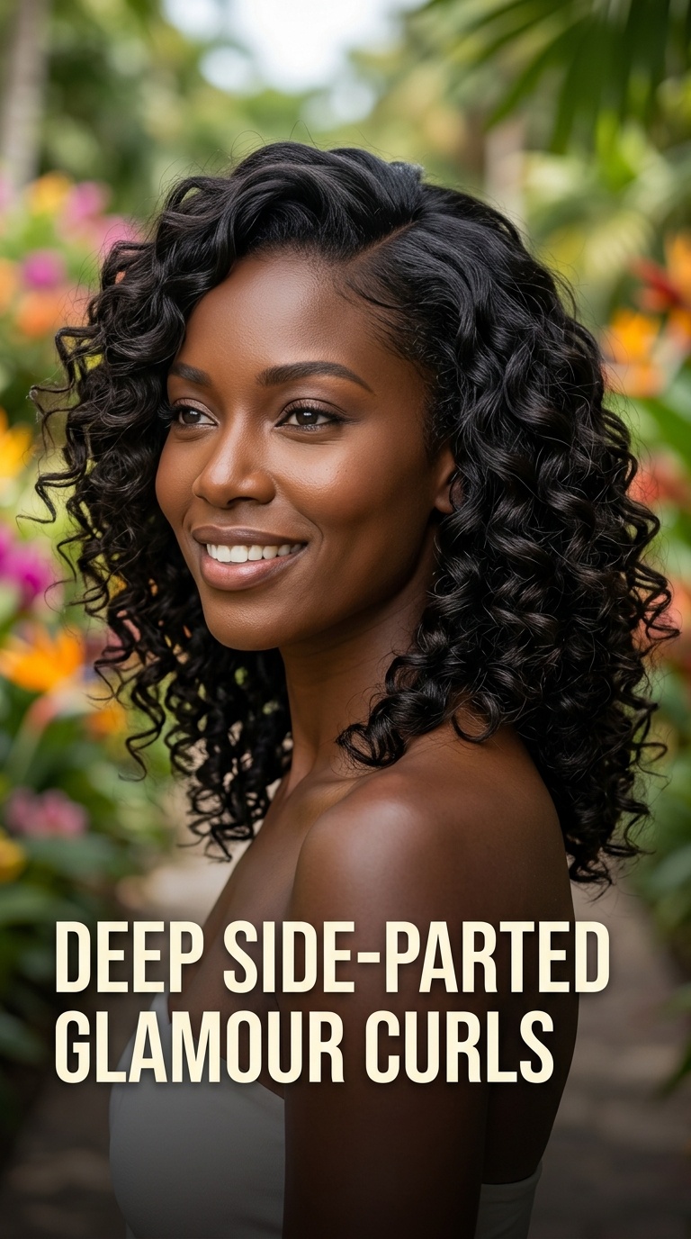 Deep Side-Parted Glamour Curls