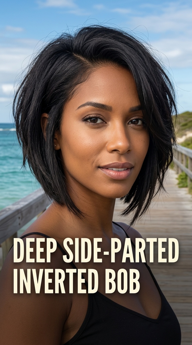 Deep Side-Parted Inverted Bob