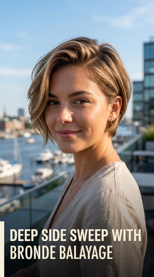 Deep Side Sweep with Bronde Balayage