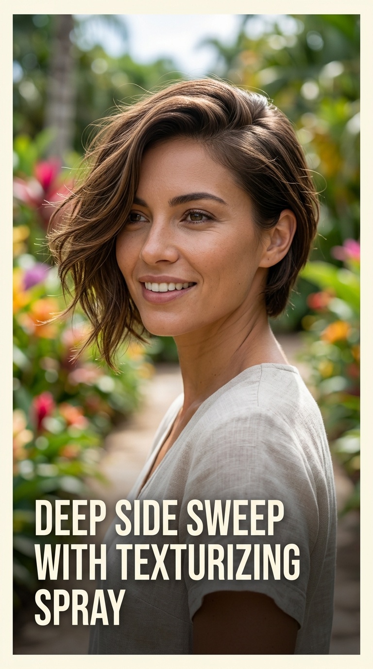 Deep Side Sweep with Texturizing Spray