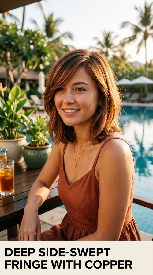 Deep Side-Swept Fringe with Copper