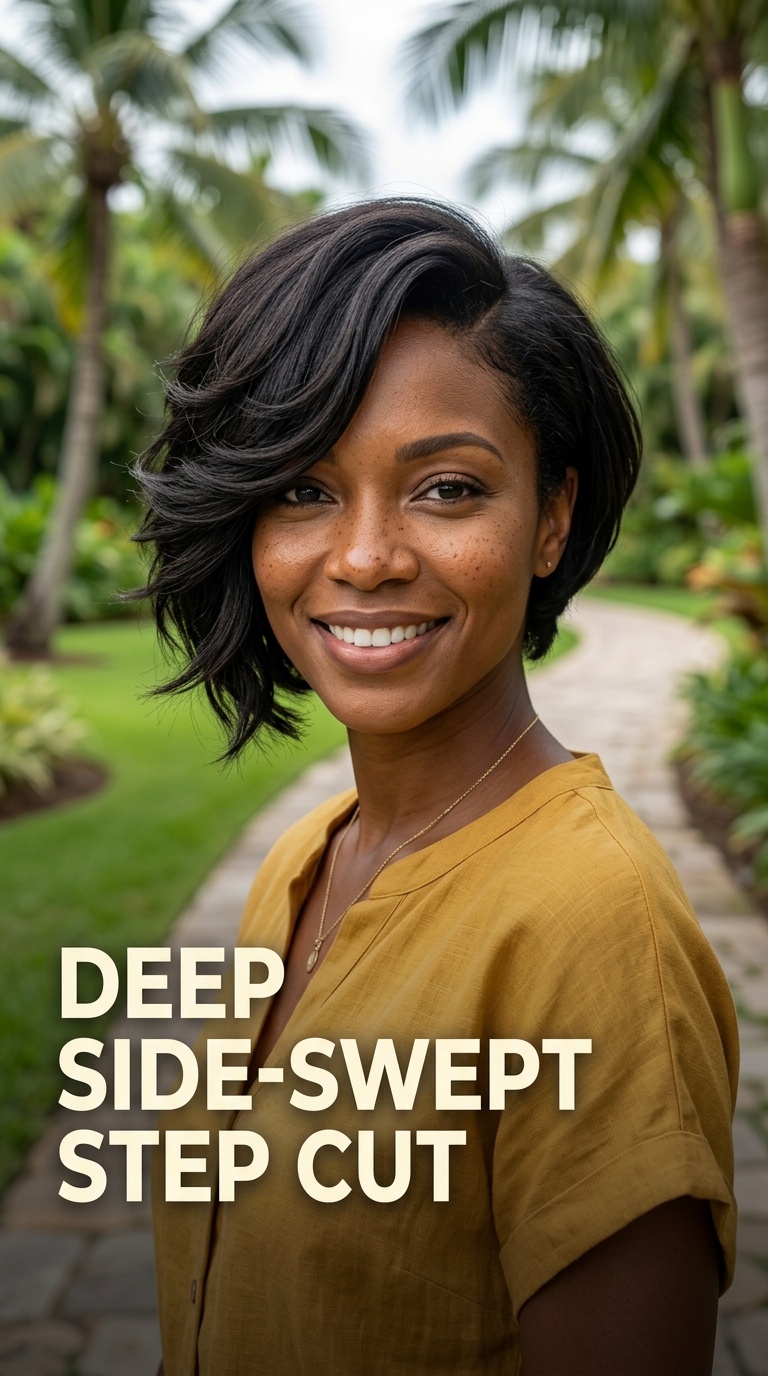 Deep Side-Swept Step Cut