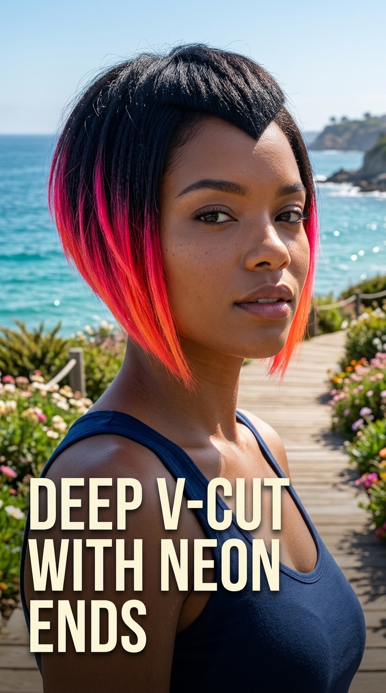 Deep V-Cut with Neon Ends