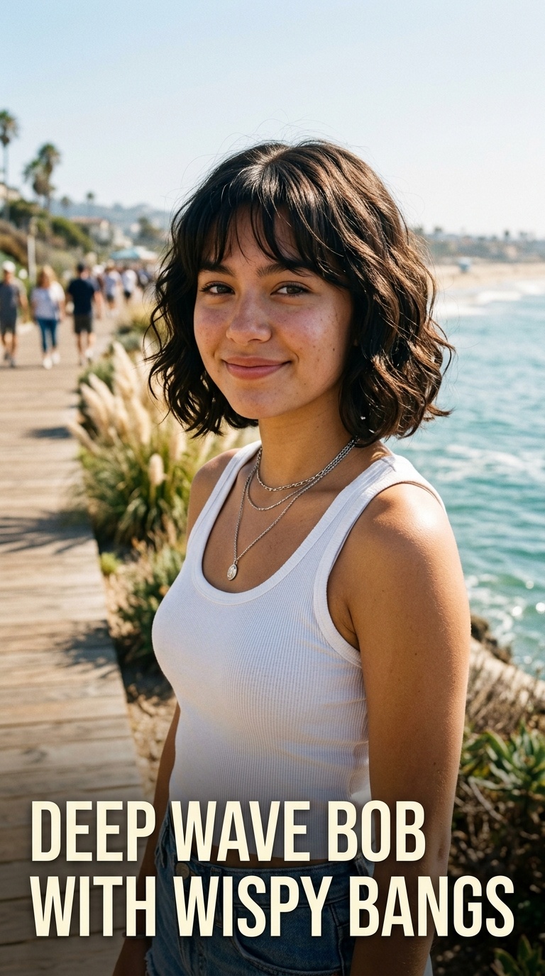 Deep Wave Bob with Wispy Bangs