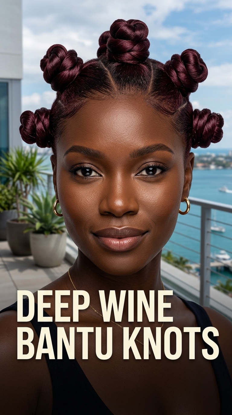 Deep Wine Bantu Knots