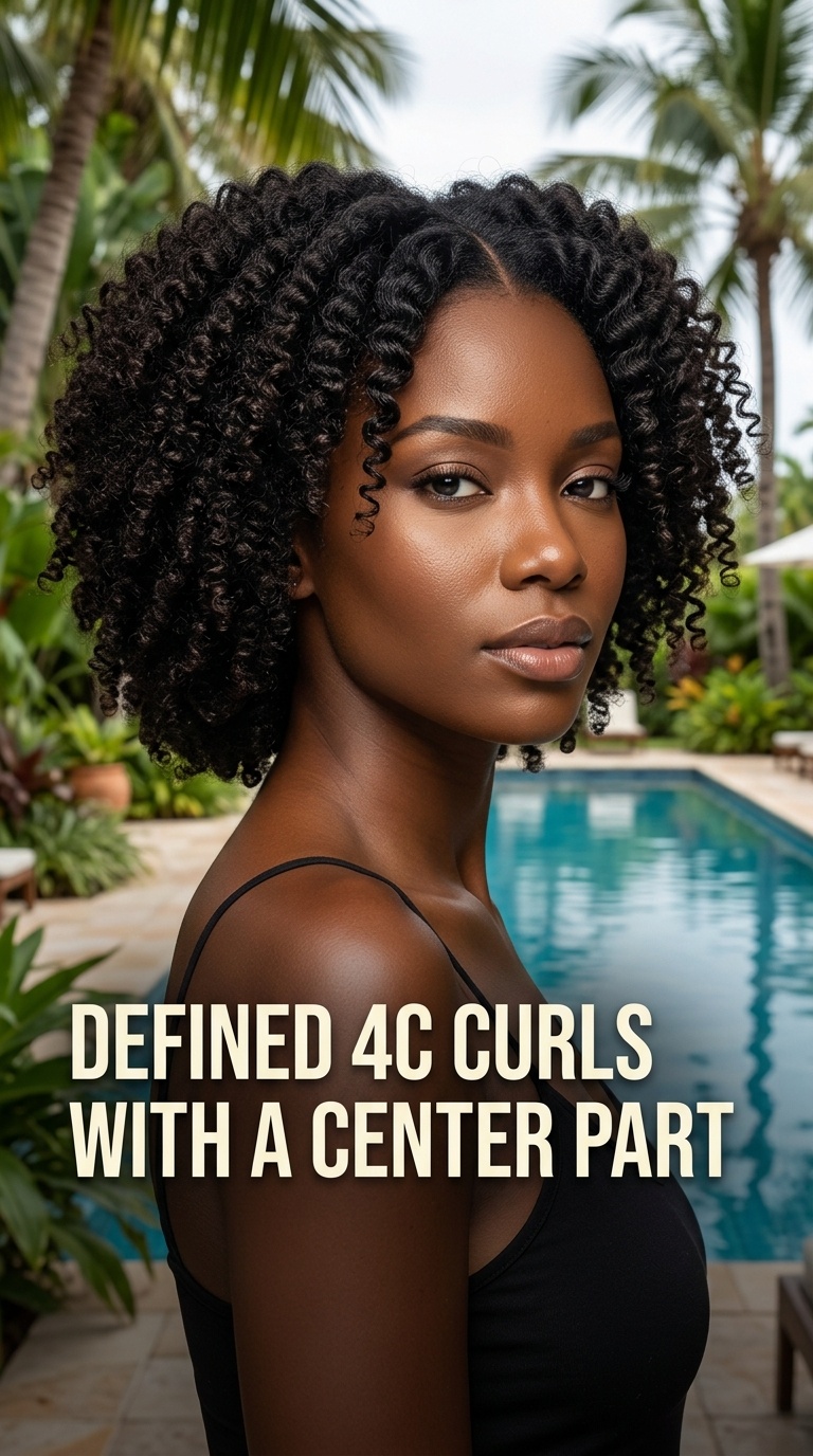 Defined 4C Curls with a Center Part