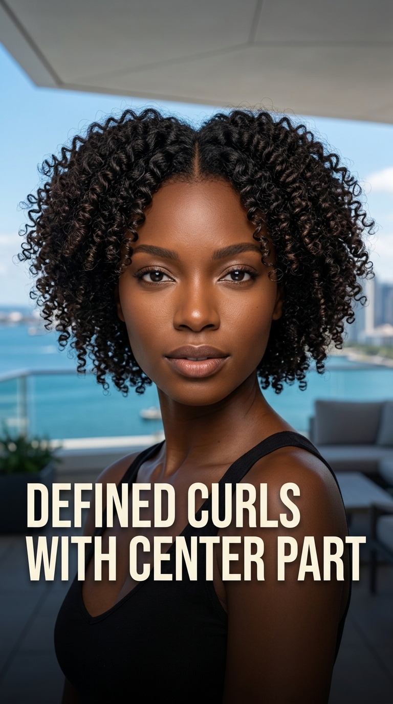 Defined Curls with Center Part