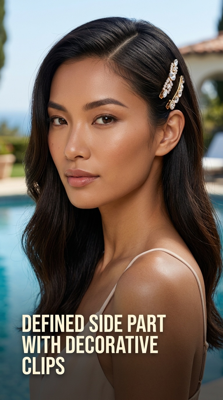 Defined Side Part with Decorative Clips