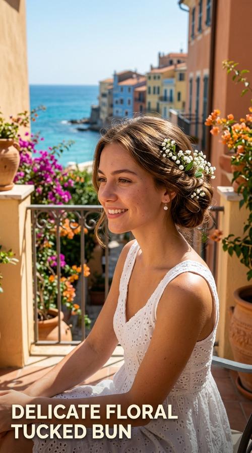 Delicate Floral Tucked Bun