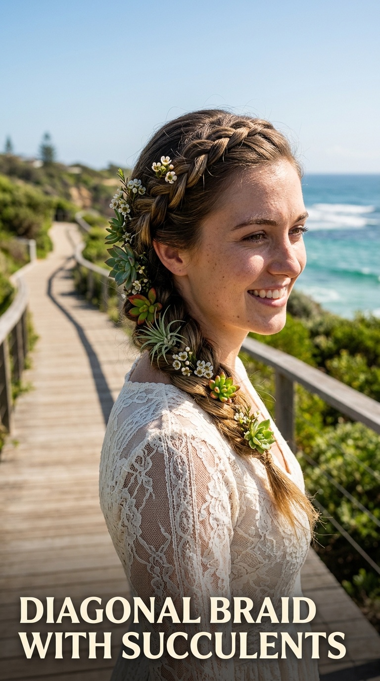 Diagonal Braid with Succulents