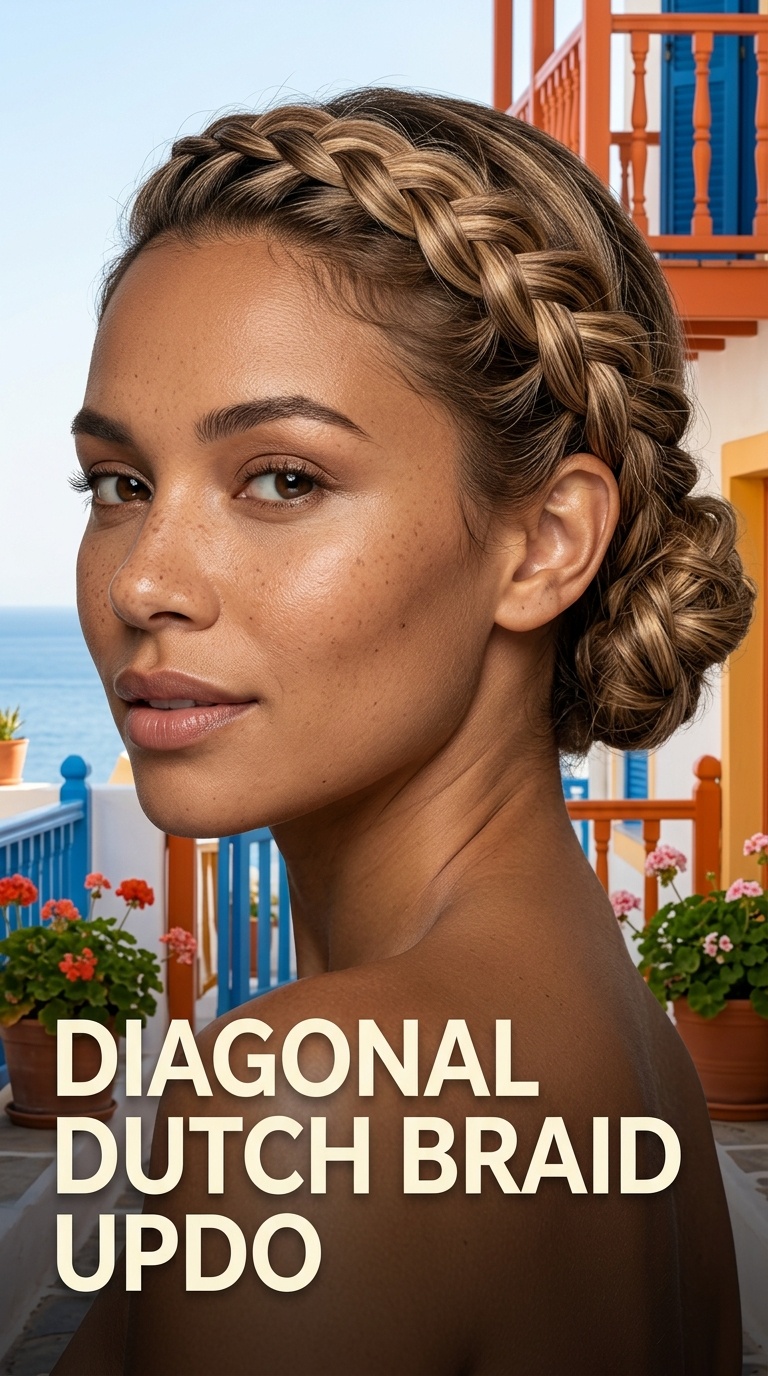 Diagonal Dutch Braid Updo