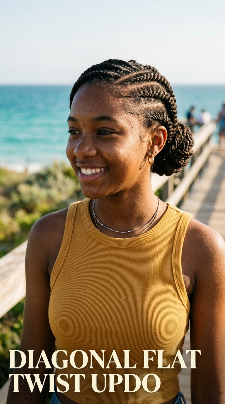 Diagonal Flat Twist Updo
