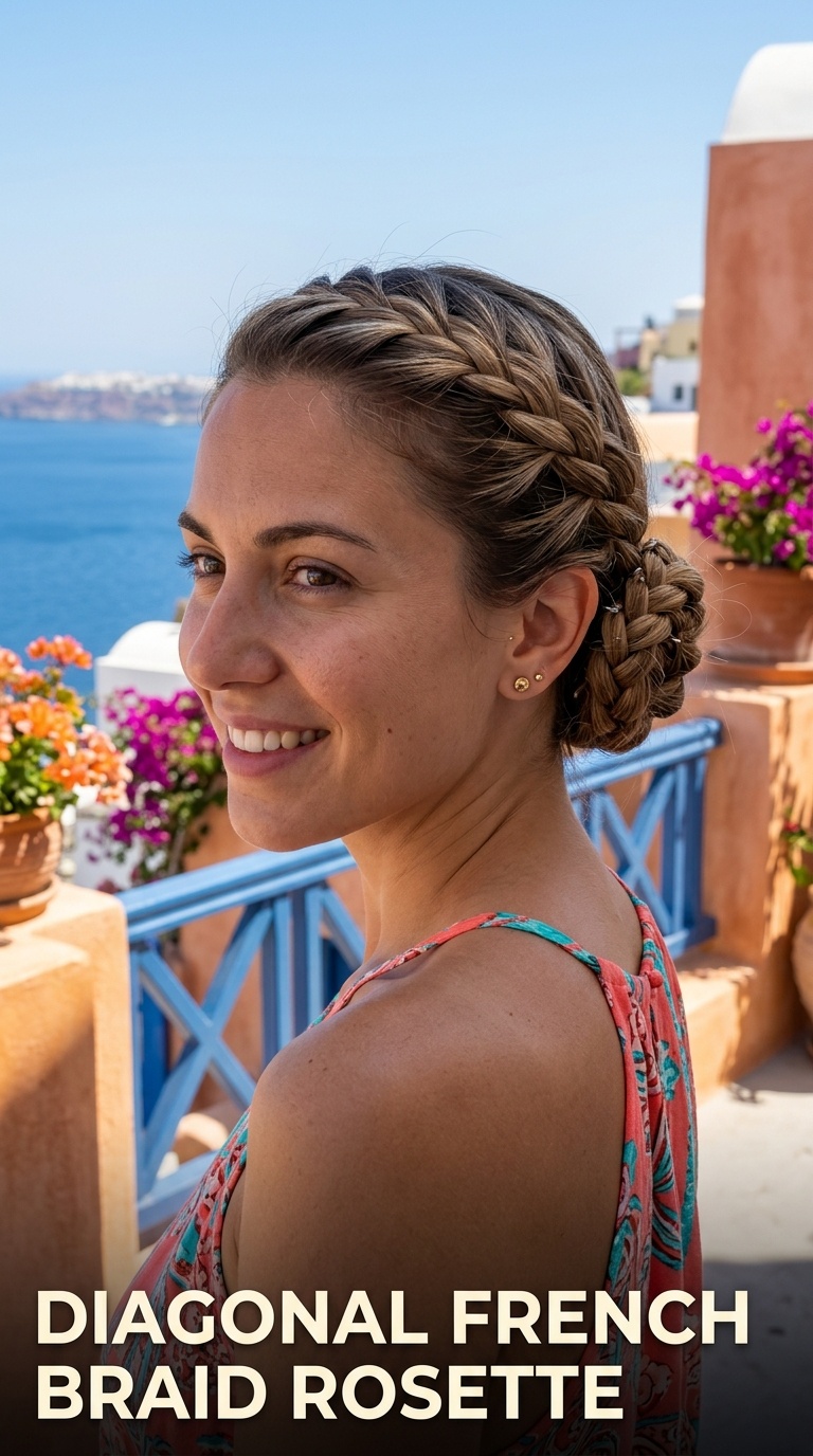 Diagonal French Braid Rosette
