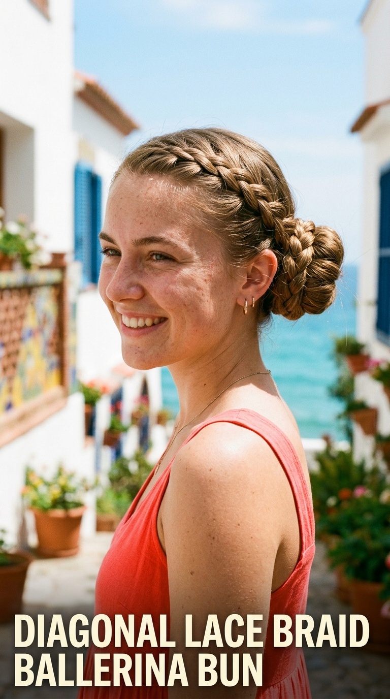 Diagonal Lace Braid Ballerina Bun