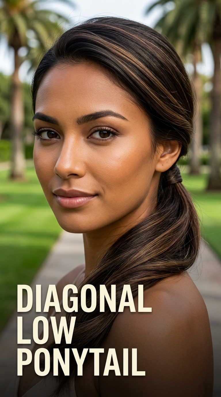 Diagonal Low Ponytail
