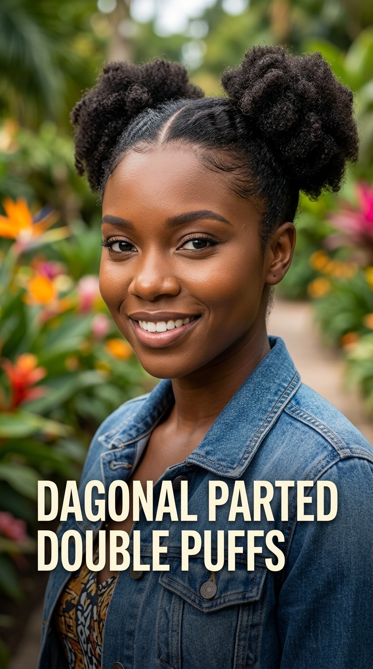 Diagonal Parted Double Puffs