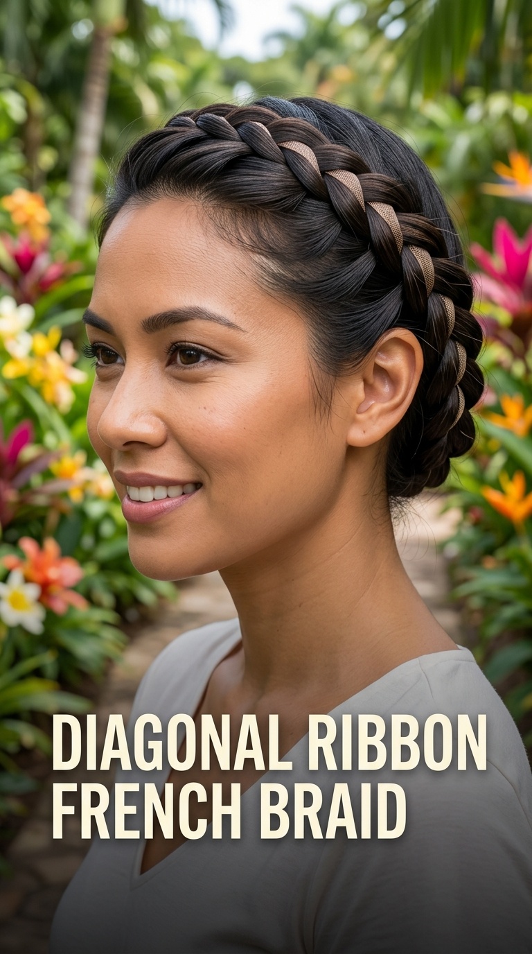 Diagonal Ribbon French Braid