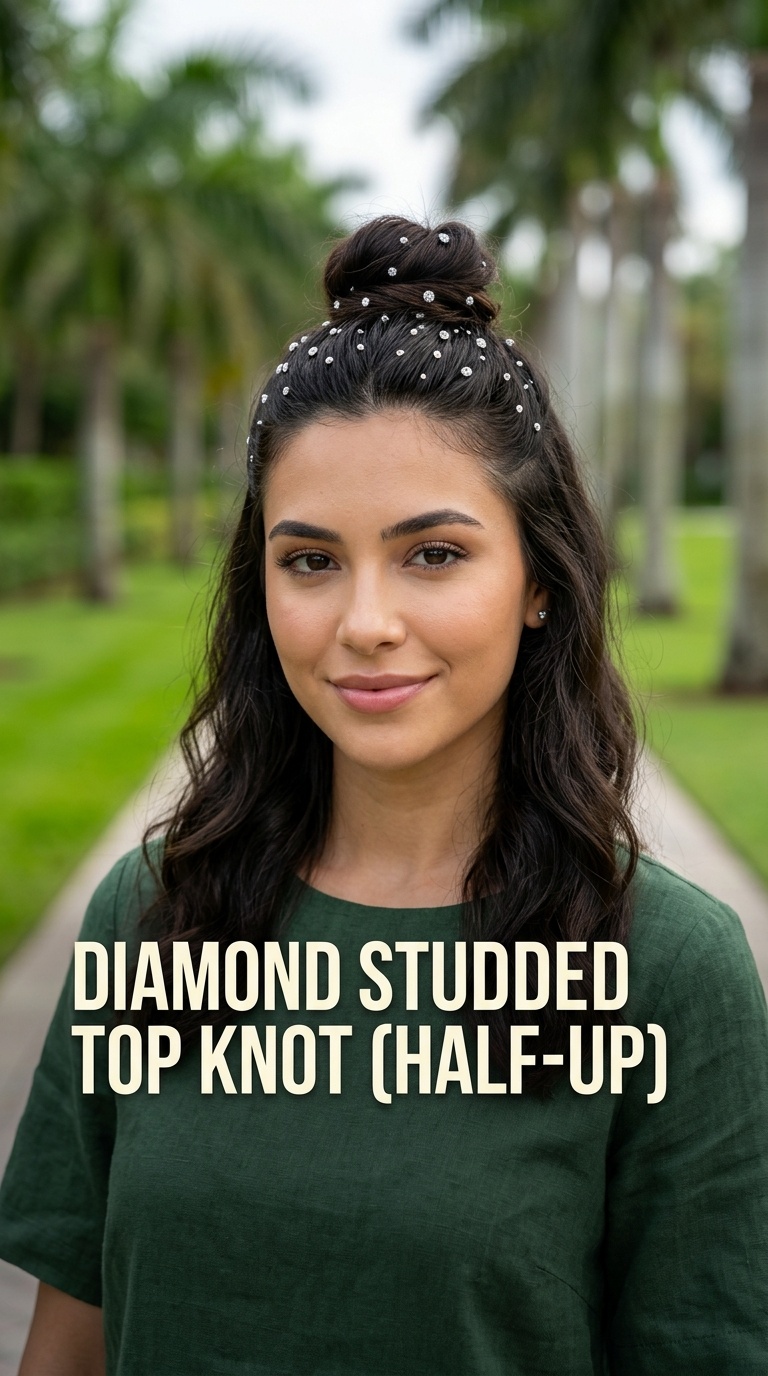 Diamond Studded Top Knot (Half-Up)