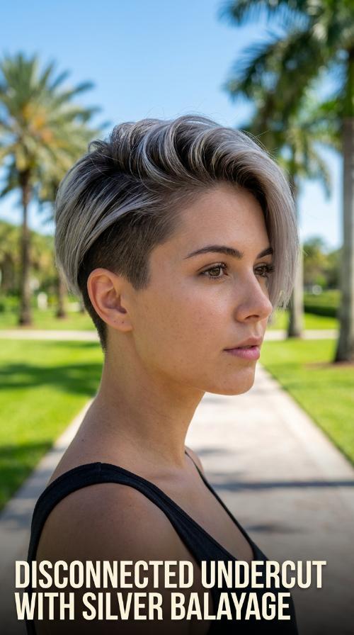 Disconnected Undercut with Silver Balayage