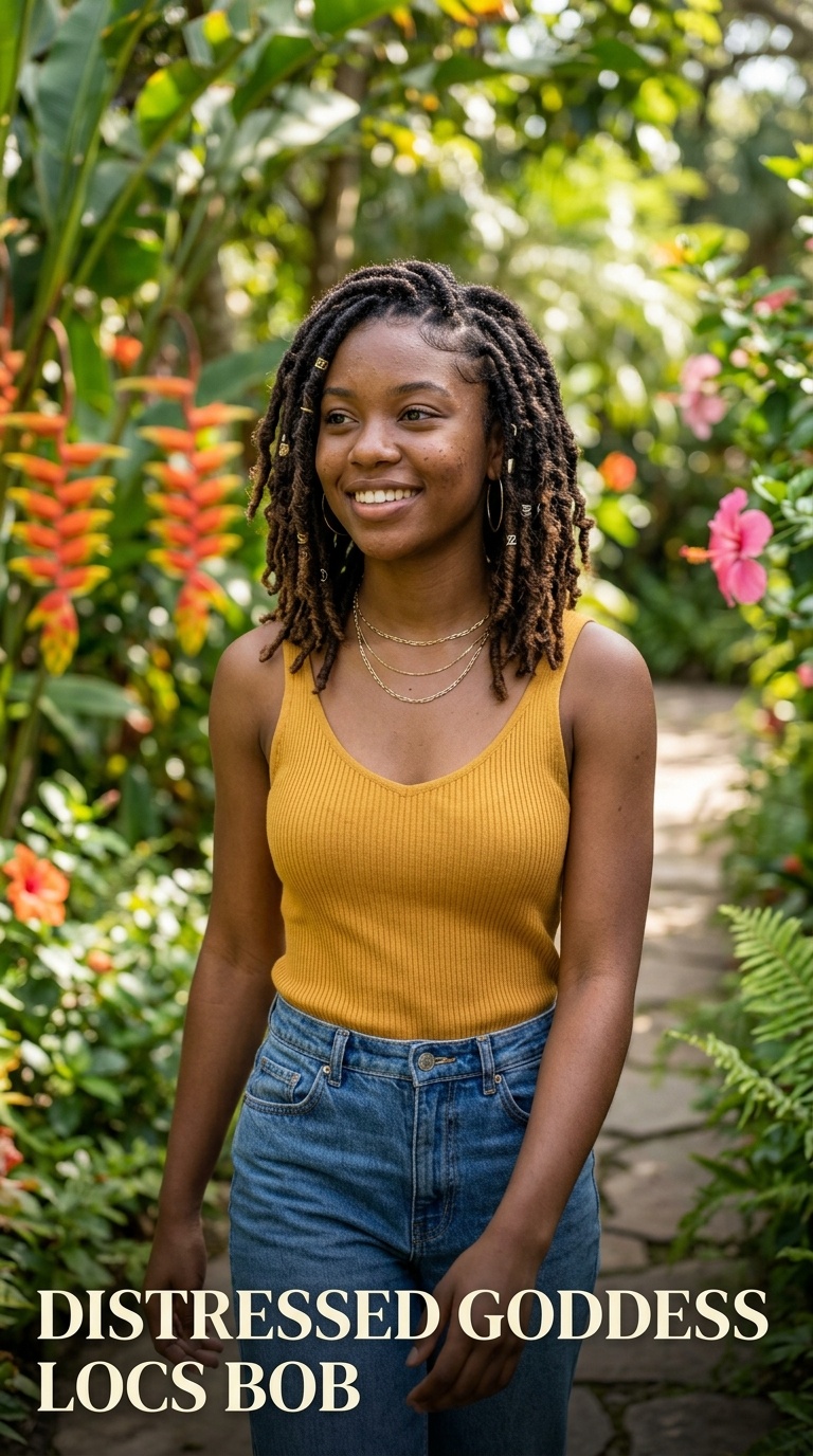 Distressed Goddess Locs Bob