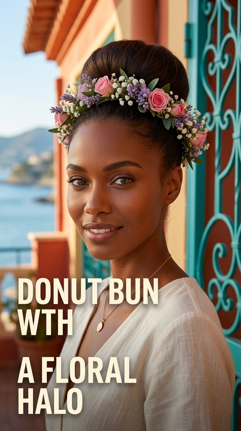 Donut Bun with a Floral Halo