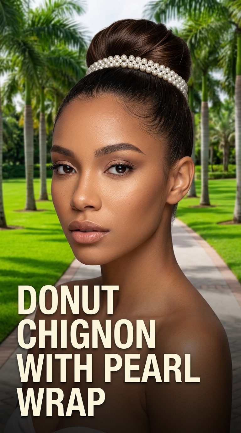 Donut Chignon with Pearl Wrap