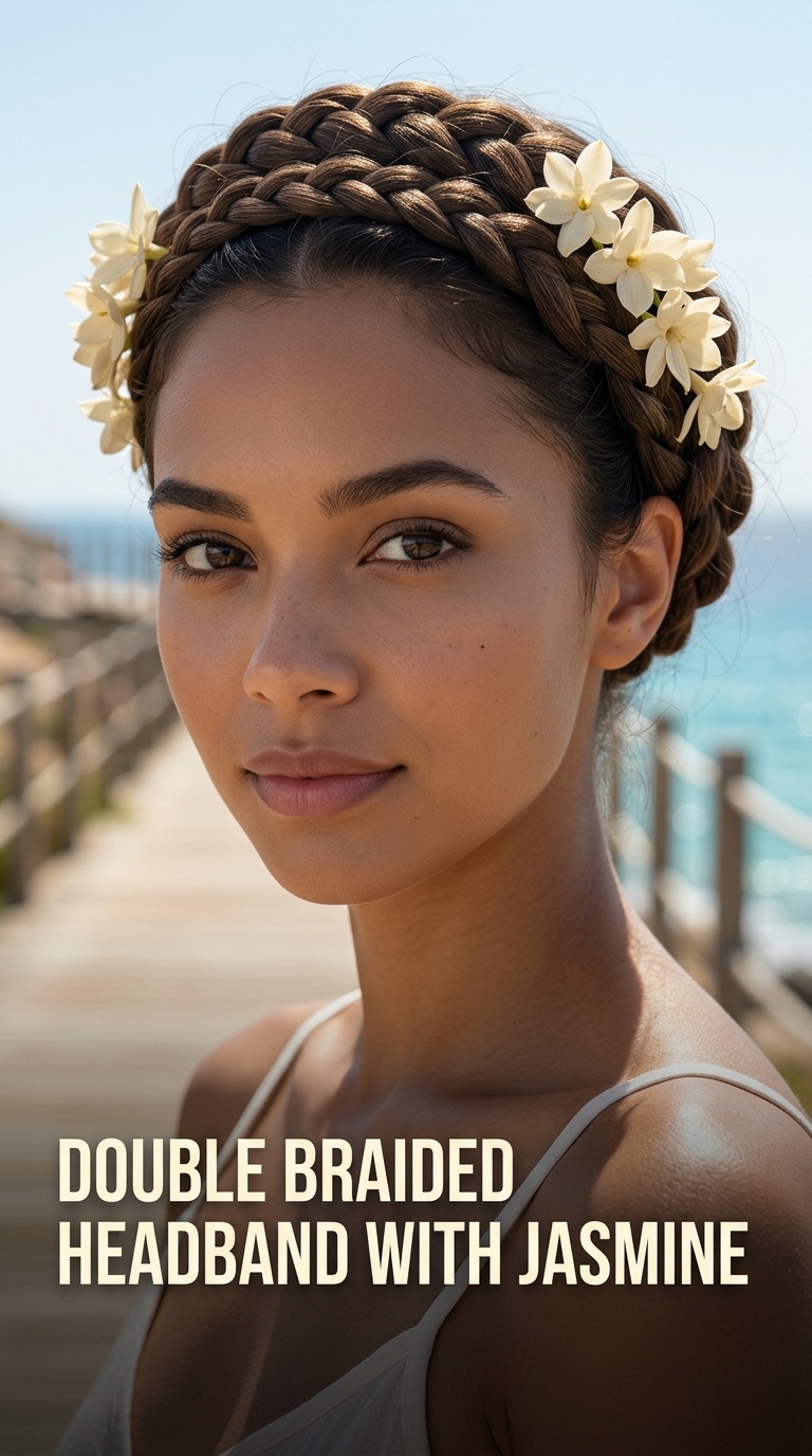 Double Braided Headband with Jasmine
