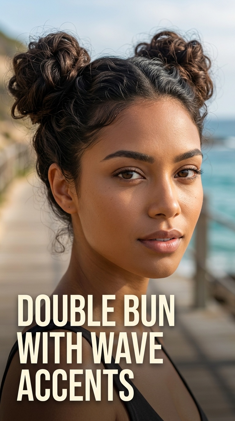 Double Bun with Wave Accents