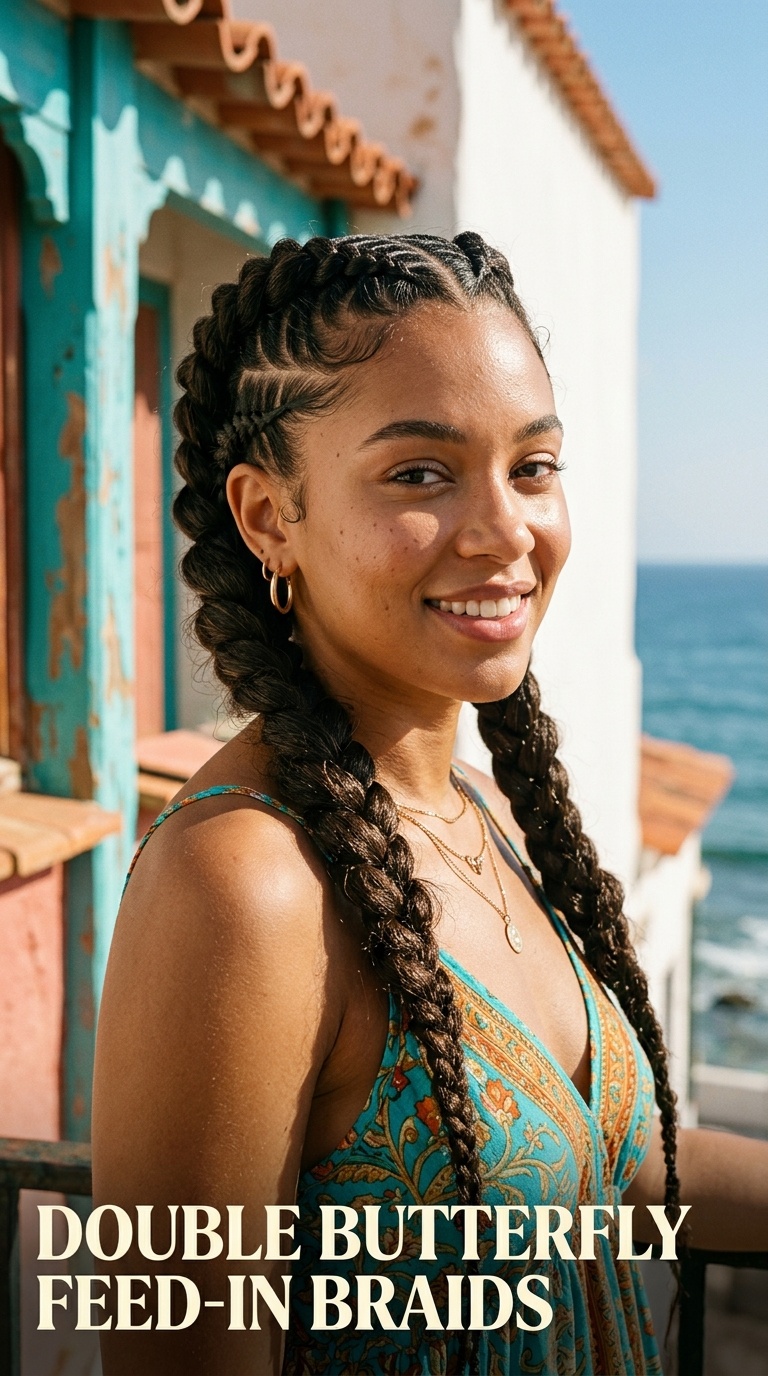 Double Butterfly Feed-in Braids