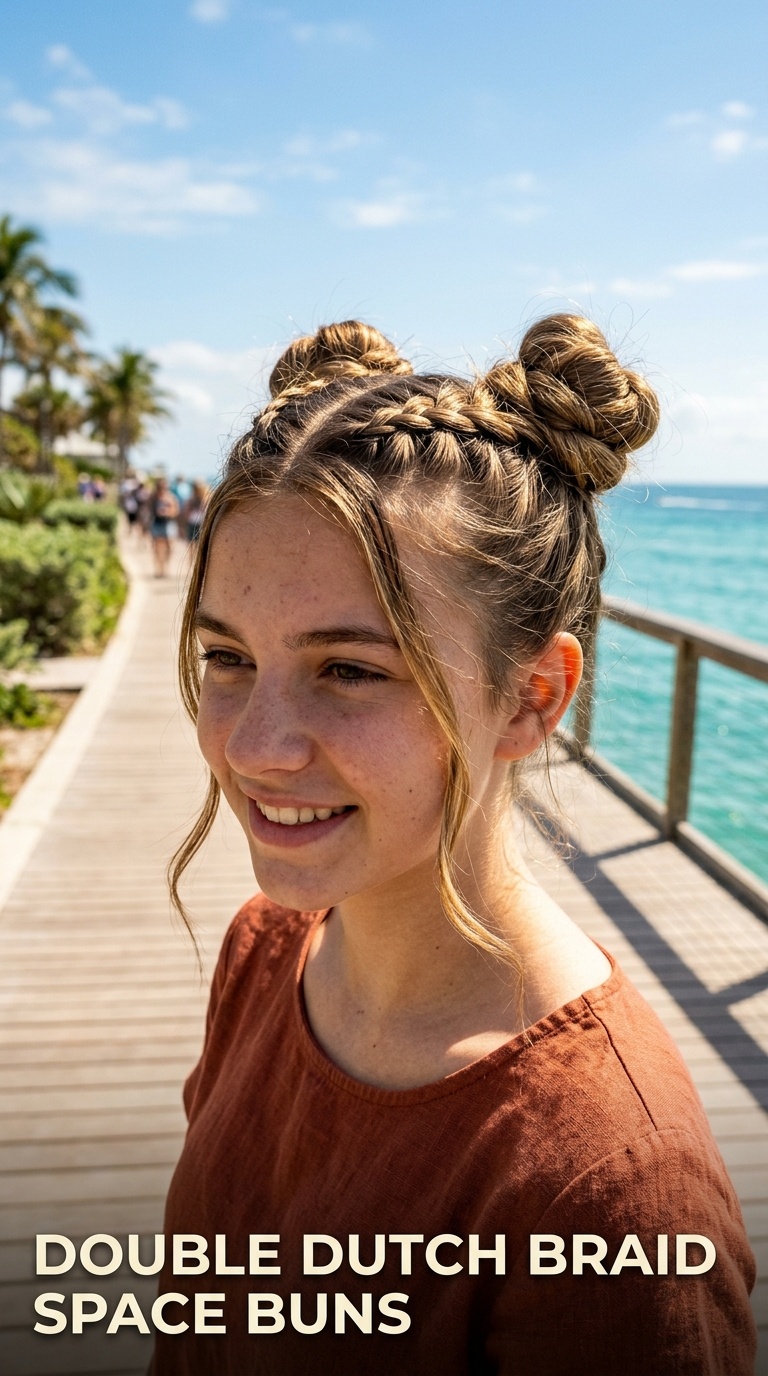 Double Dutch Braid Space Buns