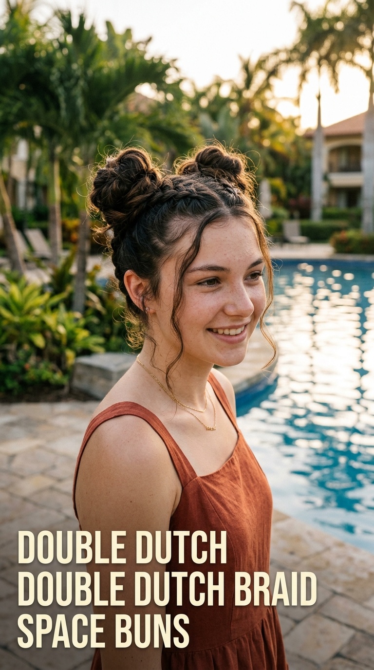 Double Dutch Braid Space Buns