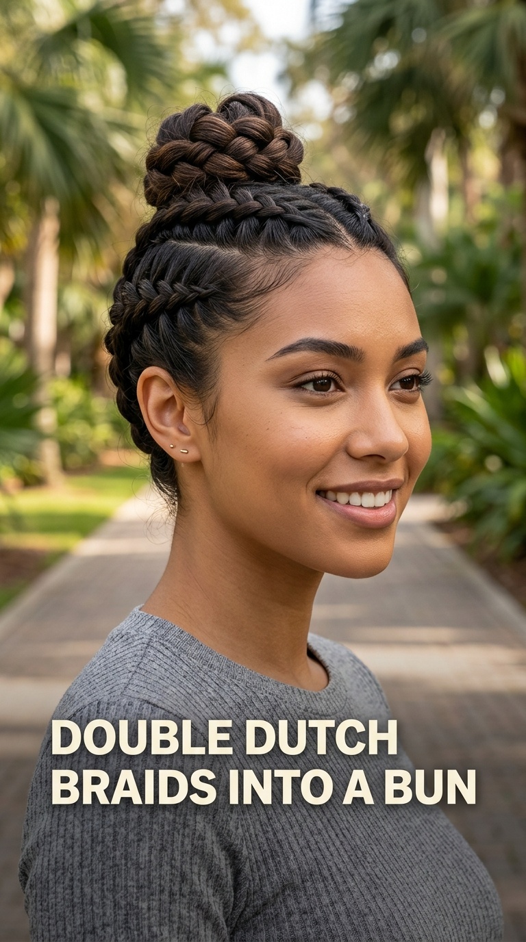 Double Dutch Braids into a Bun