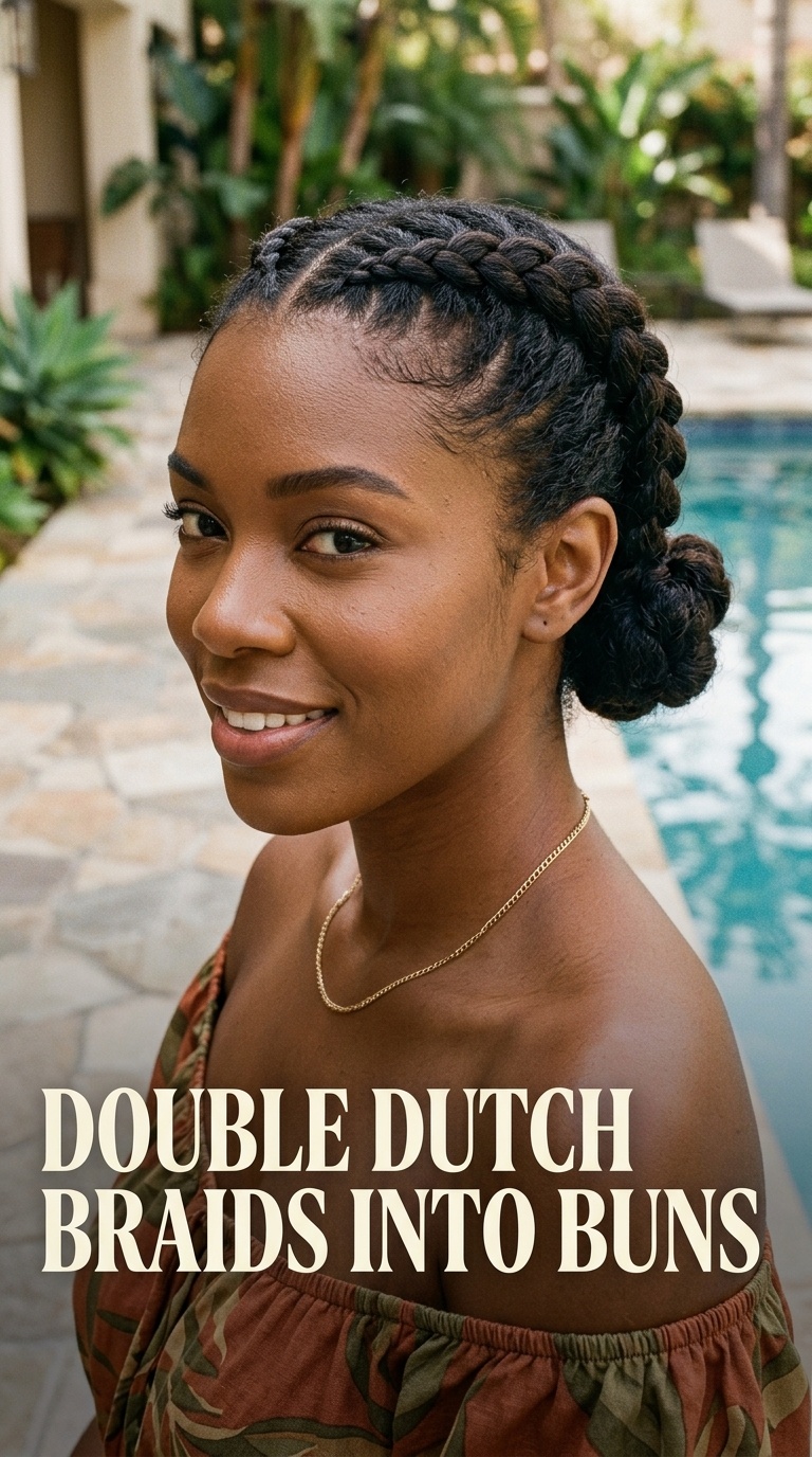 Double Dutch Braids into Buns