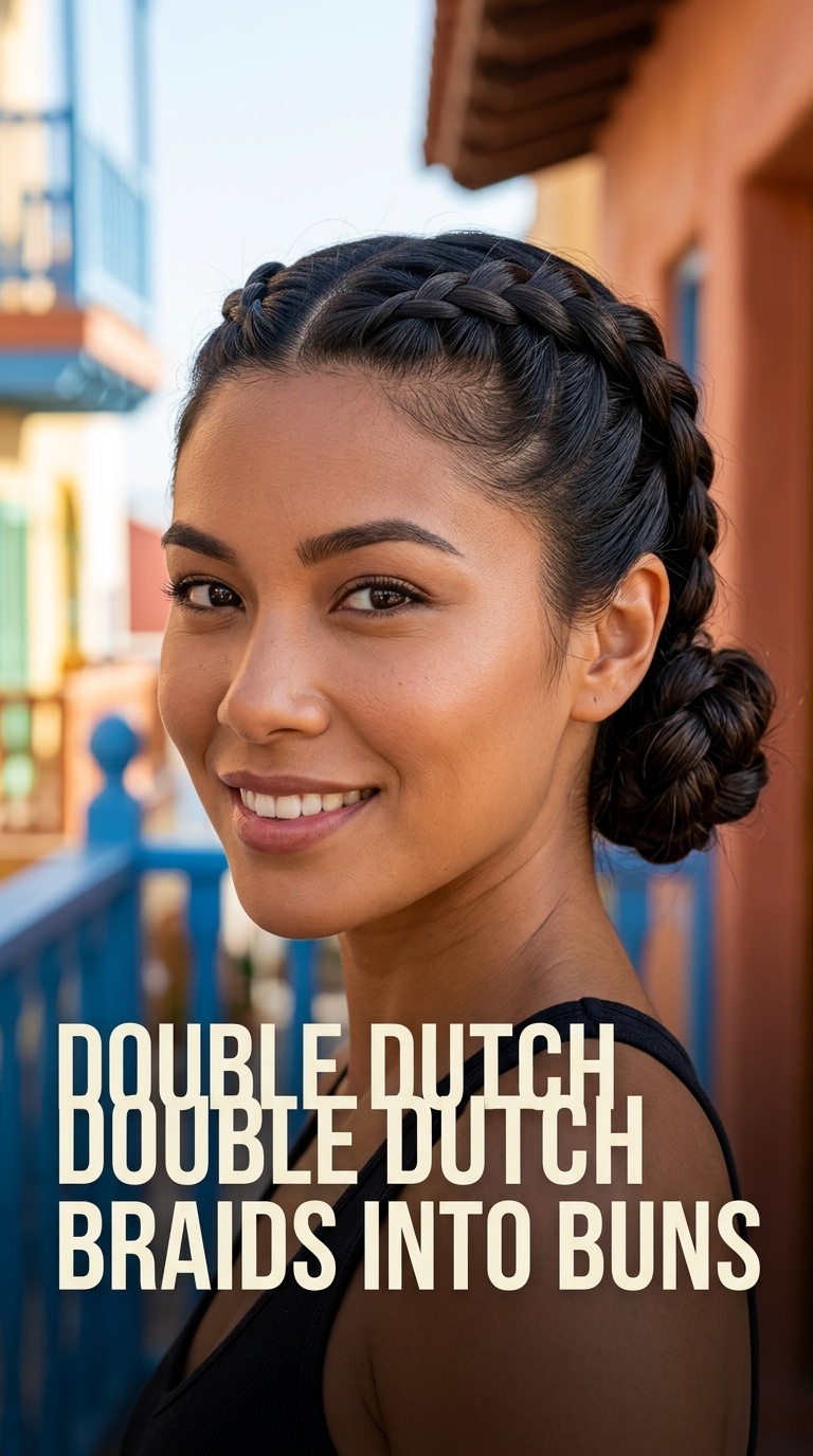 Double Dutch Braids into Buns