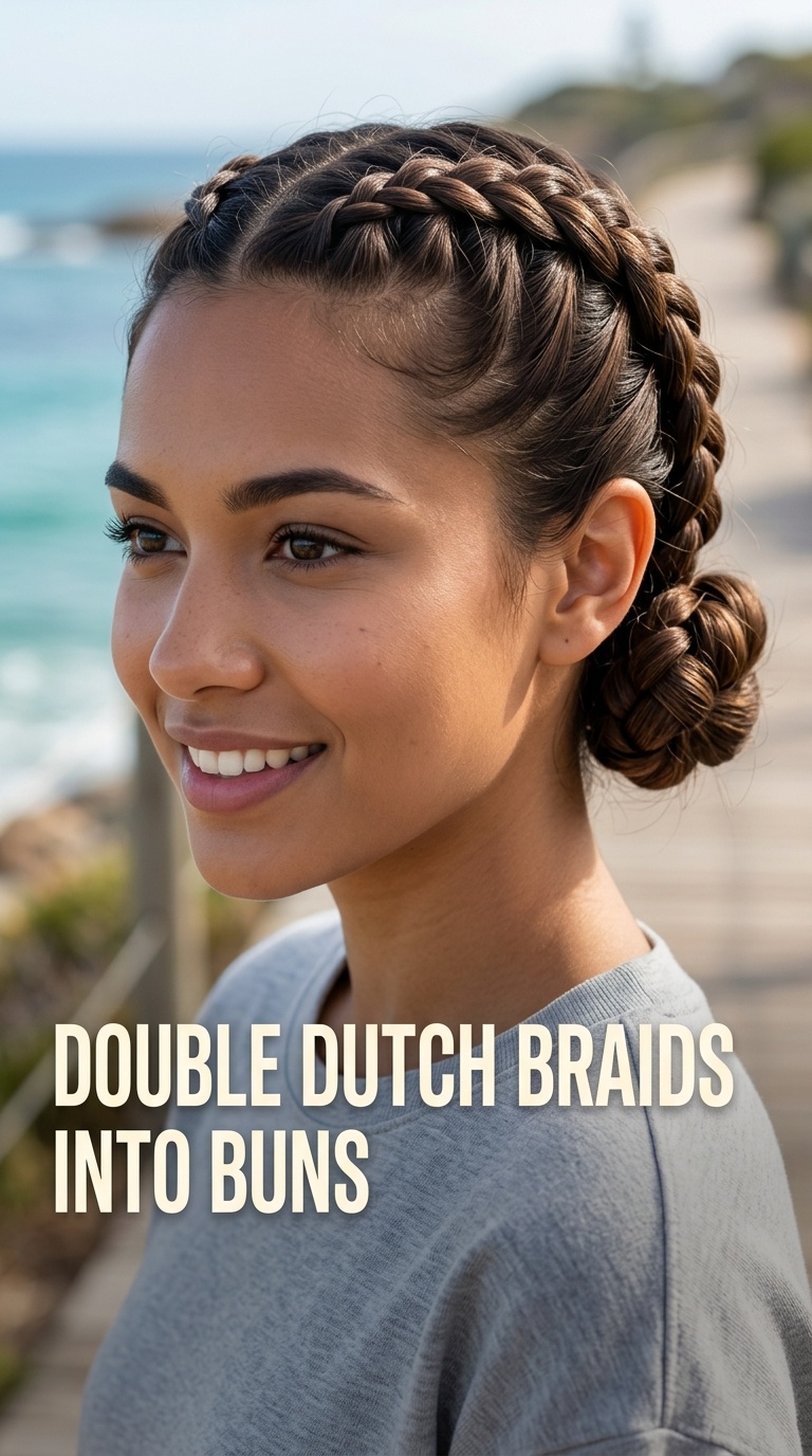 Double Dutch Braids into Buns