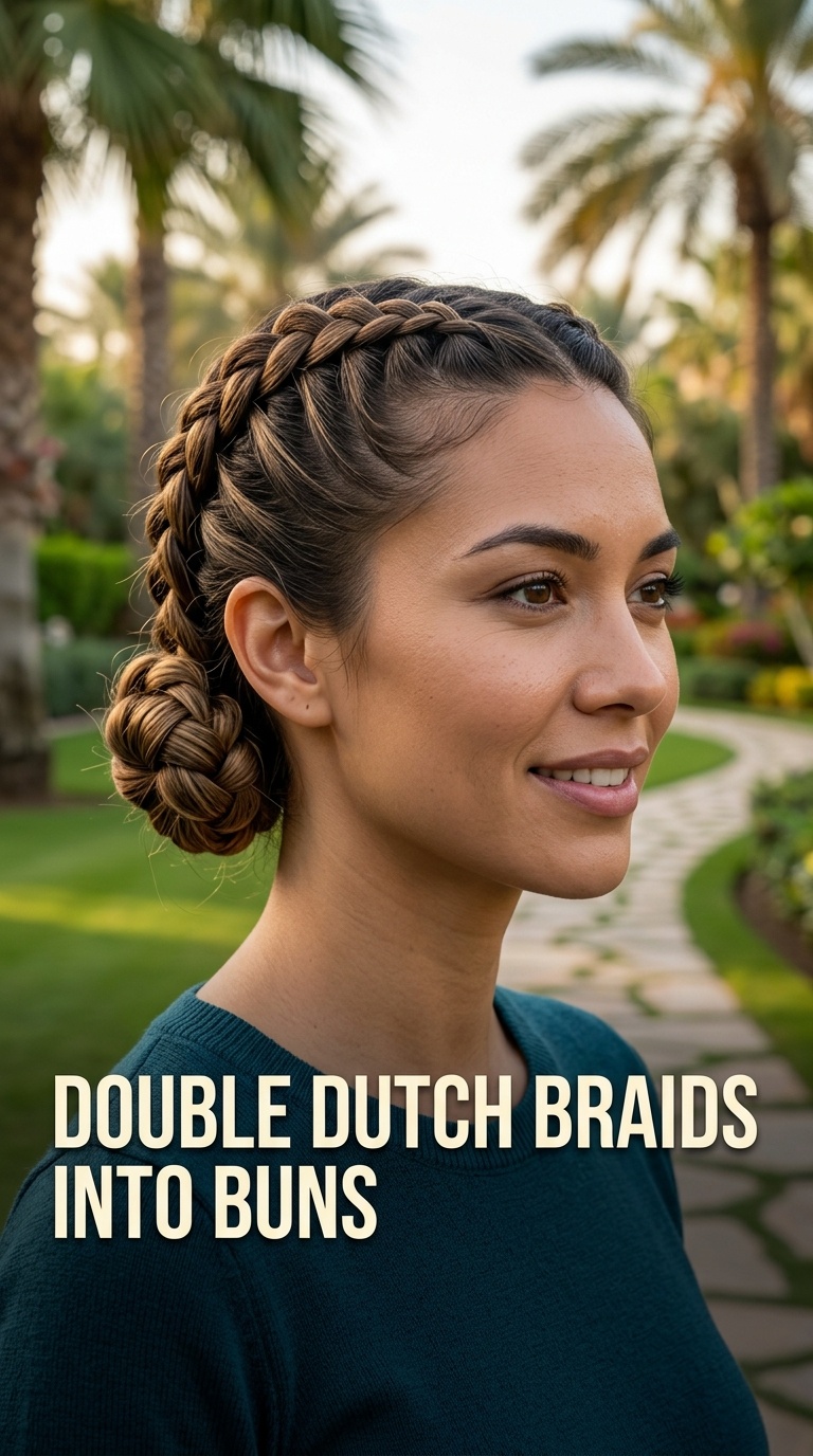 Double Dutch Braids into Buns