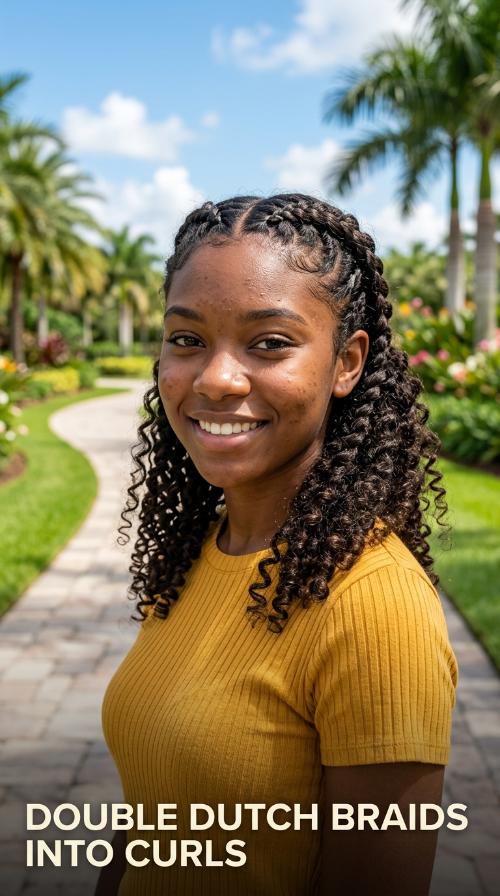 Double Dutch Braids into Curls