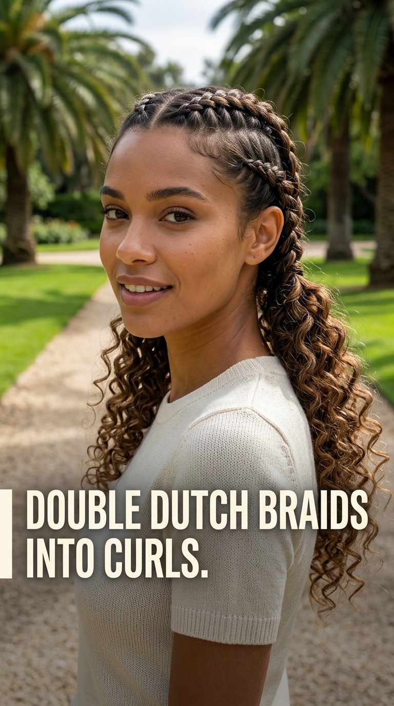 Double Dutch Braids into Curls