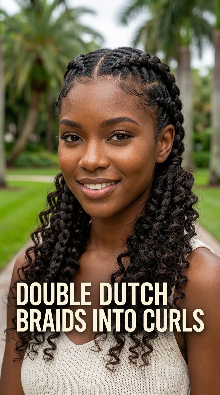 Double Dutch Braids into Curls