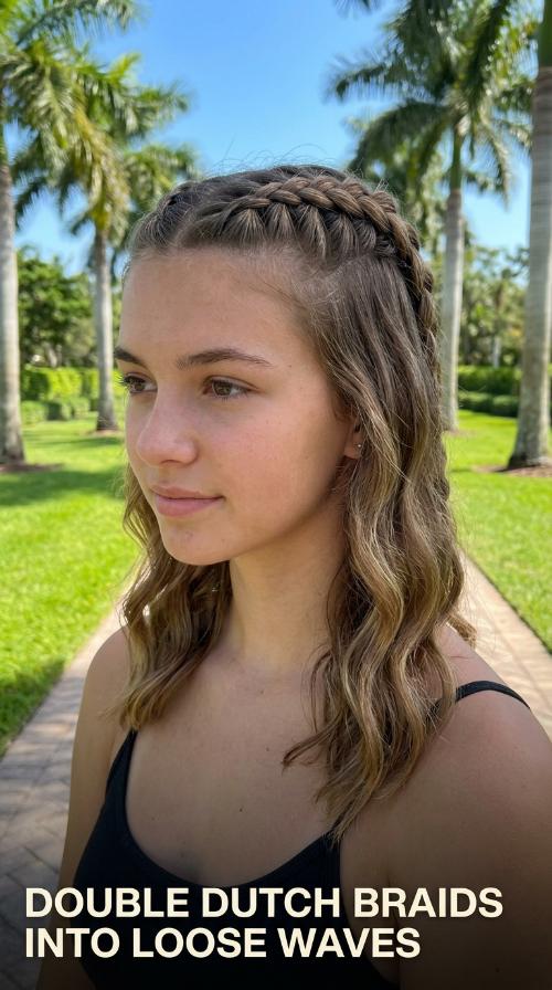Double Dutch Braids into Loose Waves