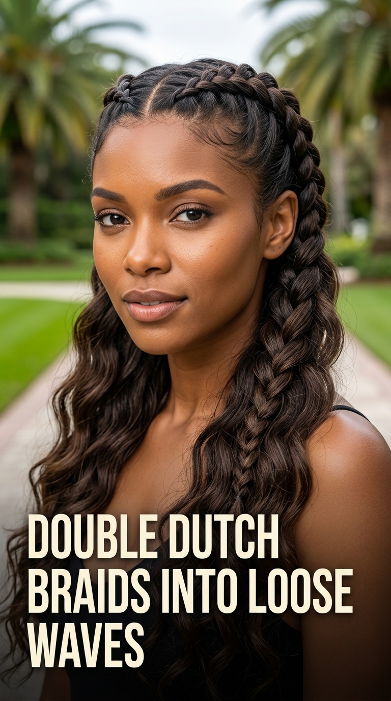 Double Dutch Braids into Loose Waves