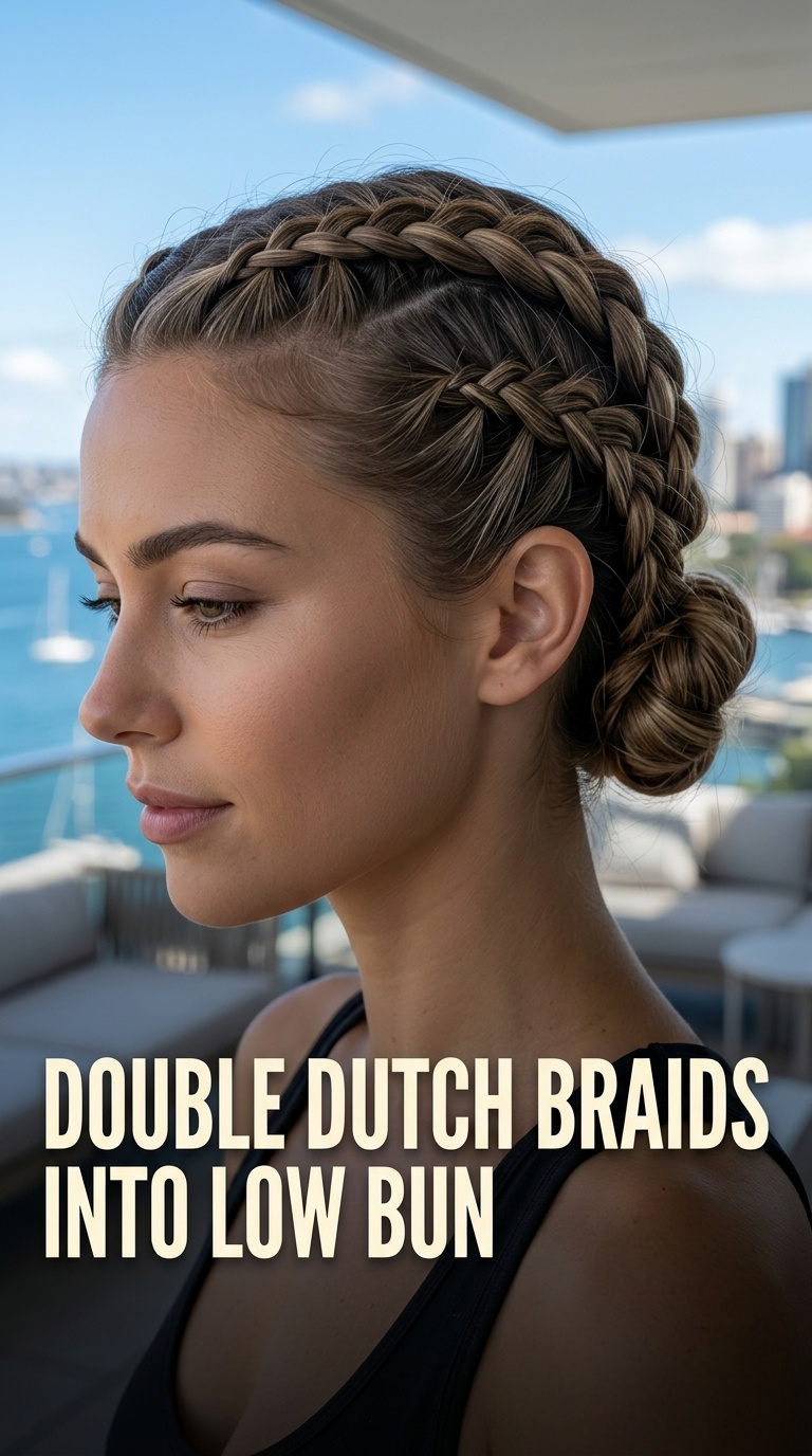 Double Dutch Braids into Low Bun