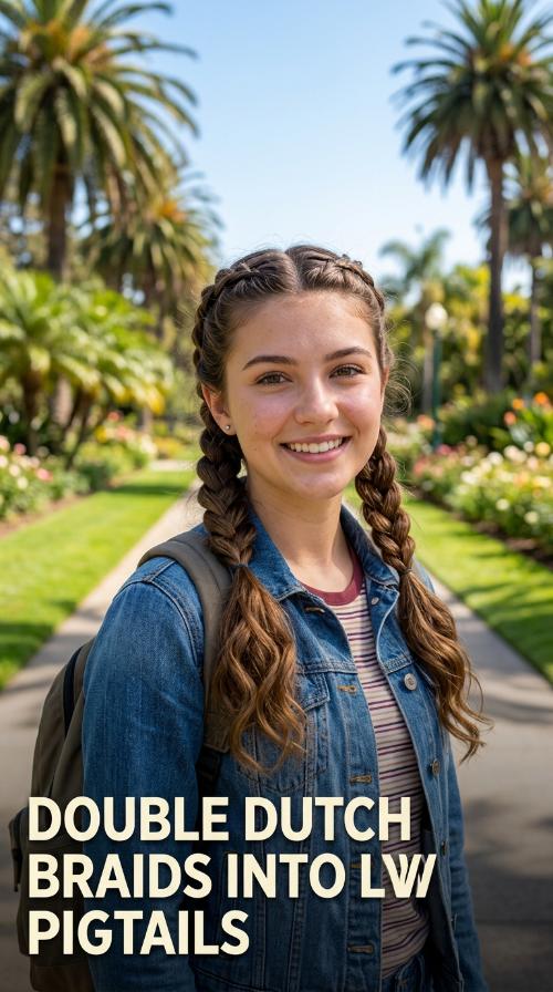 Double Dutch Braids into Low Pigtails
