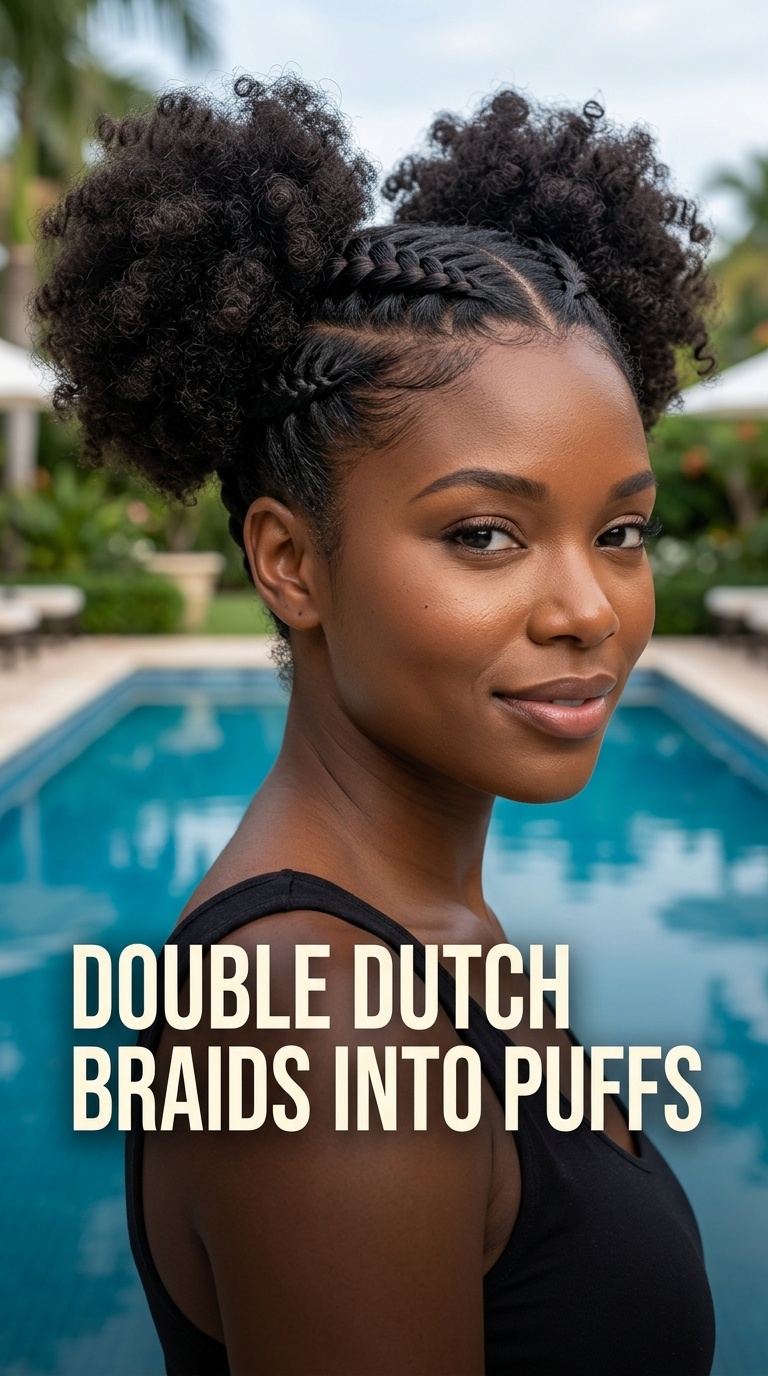 Double Dutch Braids into Puffs