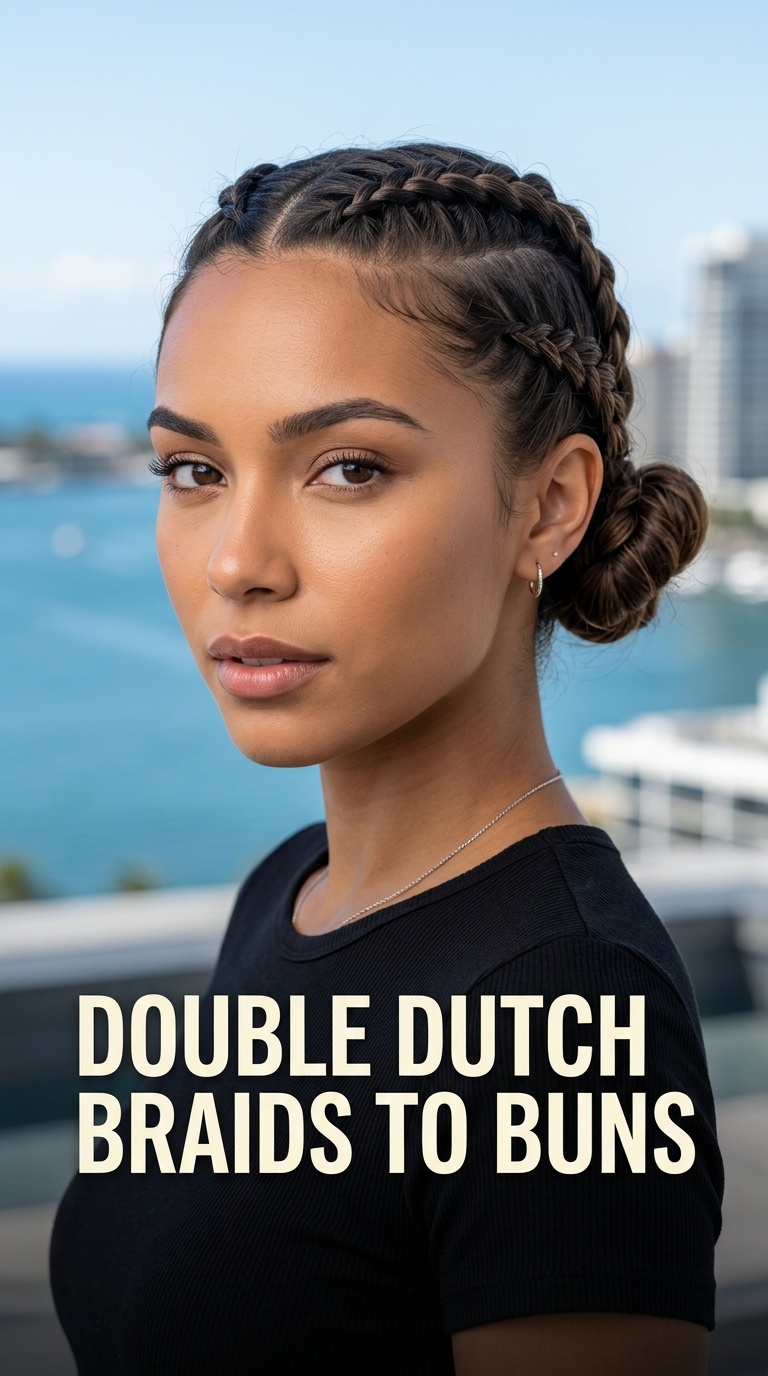 Double Dutch Braids to Buns