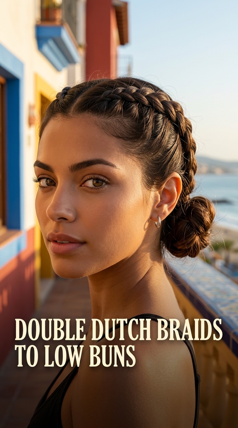 Double Dutch Braids to Low Buns