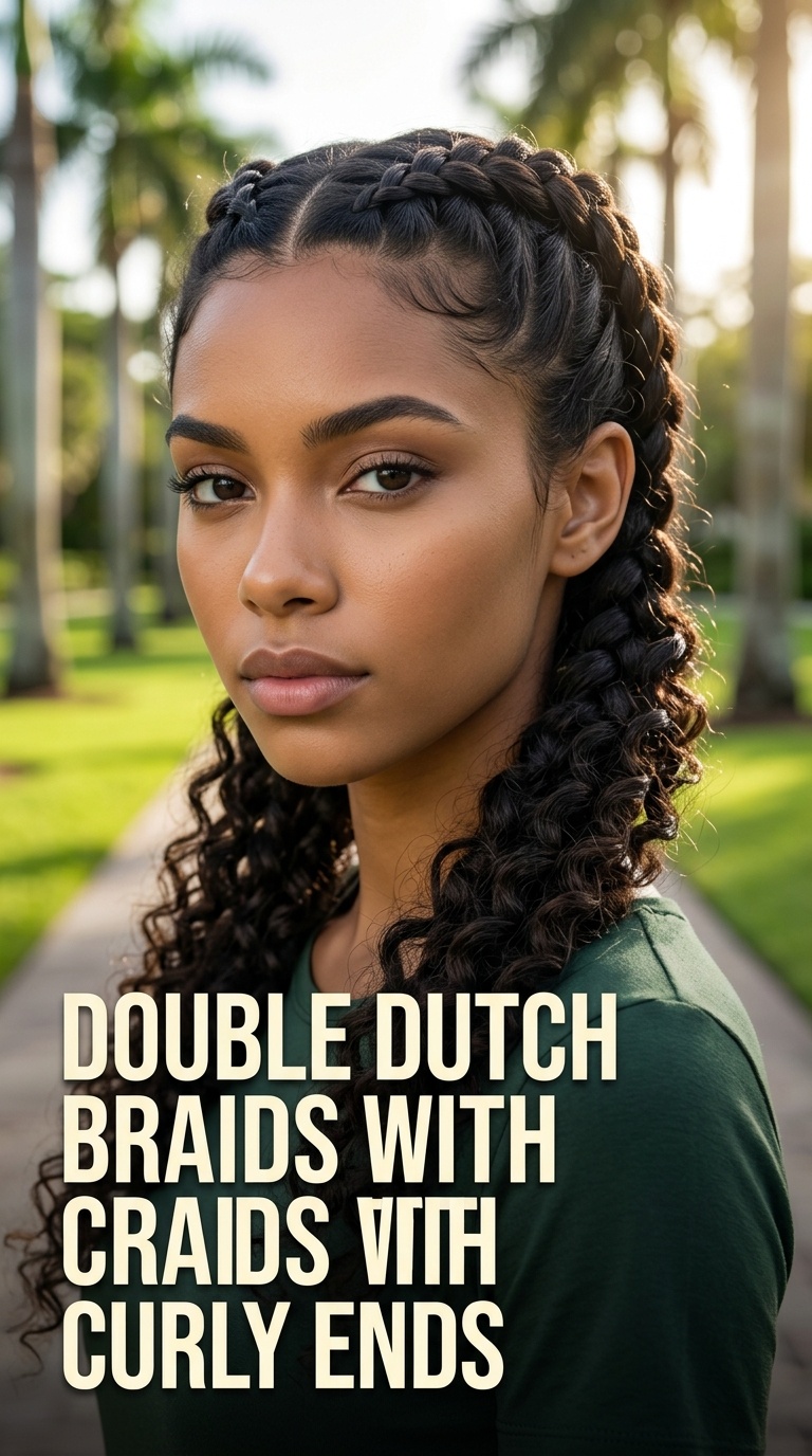 Double Dutch Braids with Curly Ends