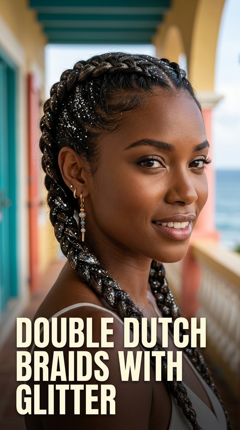Double Dutch Braids with Glitter