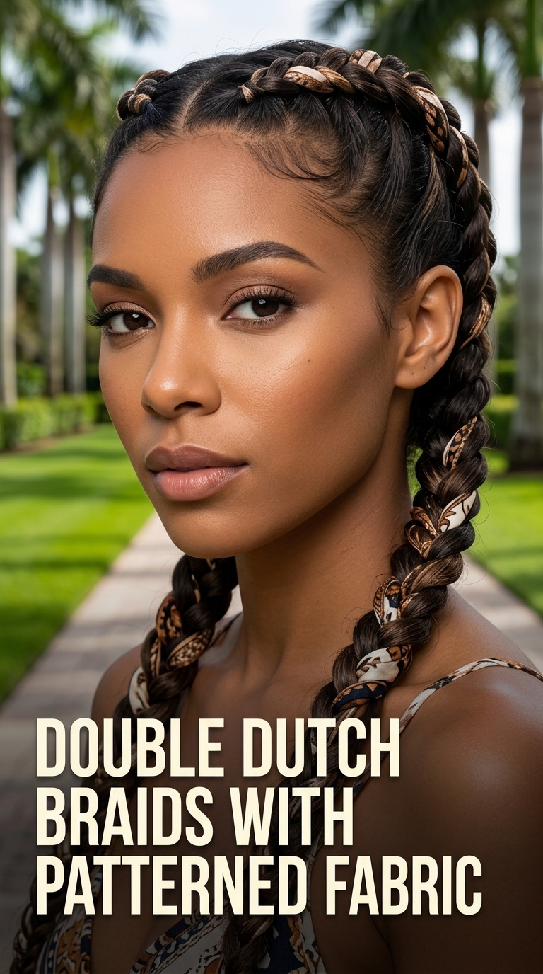 Double Dutch Braids with Patterned Fabric